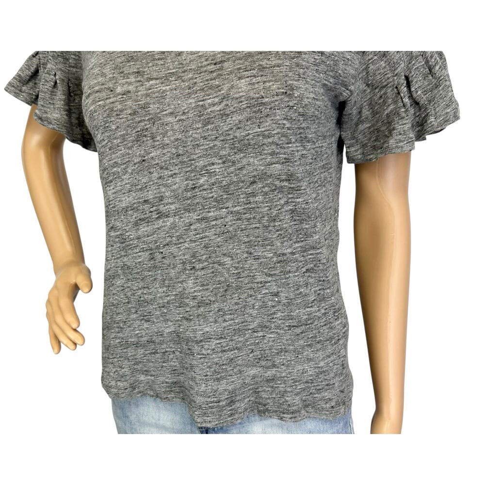 2/$30 J. Crew Pure Linen Flutter Sleeve T-Shirt Gray G6049 Size S - Picture 8 of 13
